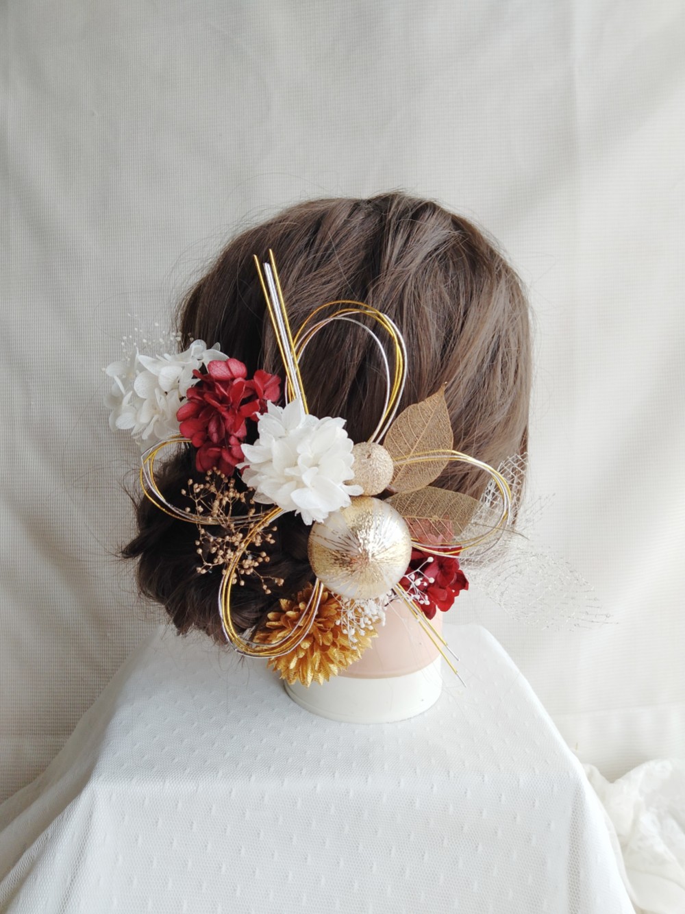 A10　卒業式髪飾り　成人式髪飾り　成人式　卒業式　結婚式　色打掛　振袖　袴　ゴールド　紅白