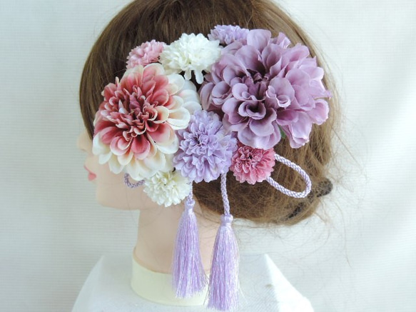 成人可愛的頭髮裝飾薰衣草紫色和淡紫色粉紅色 第1張的照片