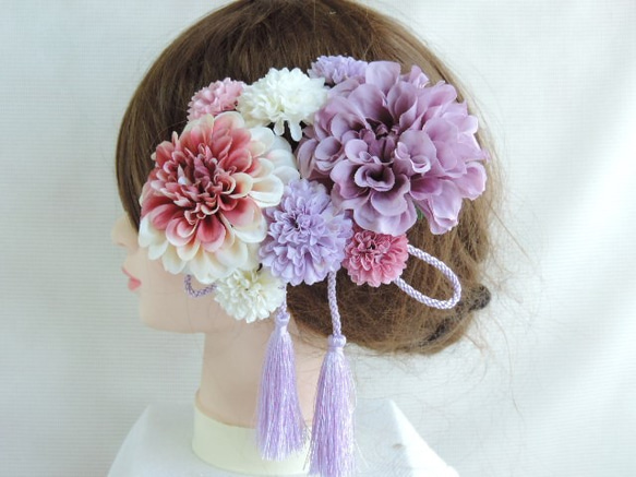 成人可愛的頭髮裝飾薰衣草紫色和淡紫色粉紅色 第3張的照片