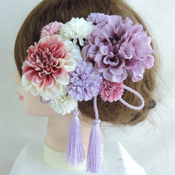 成人可愛的頭髮裝飾薰衣草紫色和淡紫色粉紅色 第4張的照片