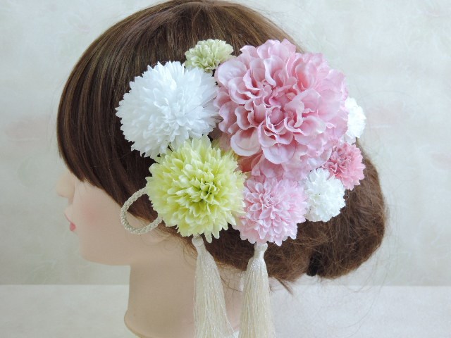 春色マカロンカラーのヘッドドレス　～桜ピンクの色打掛や振袖に～
