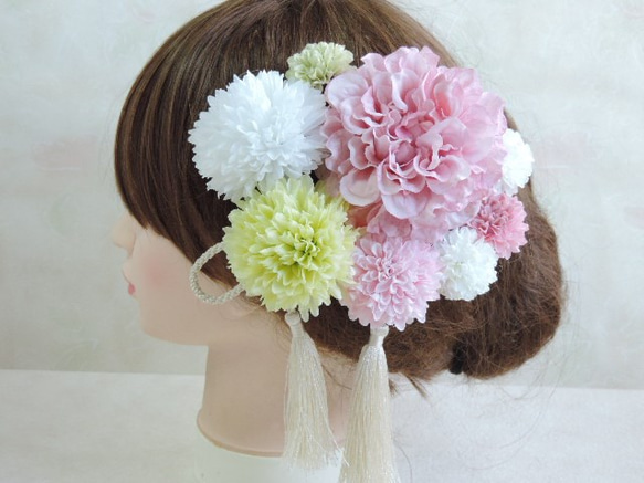 春色マカロンカラーのヘッドドレス　～桜ピンクの色打掛や振袖に～ 4枚目の画像