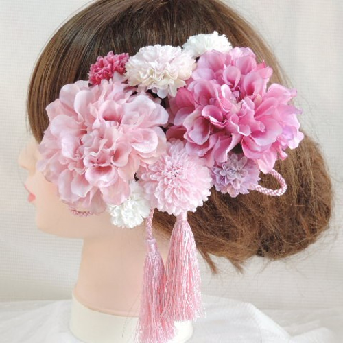 ピンクパープルミックス ヘッドパーツ 髪飾り ボリュームセット  