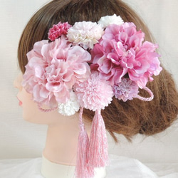 ピンクのお上品可愛い髪飾り 3枚目の画像