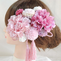 ピンクのお上品可愛い髪飾り 4枚目の画像