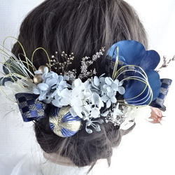 ✨豪華✨　髪飾り　簪　成人式　卒業式　結婚式　前撮り　蘭　白　青　チュール　水引 ✨豪華✨ 髪飾り 簪 成人式 卒業式 結婚式 前撮り 蘭 白