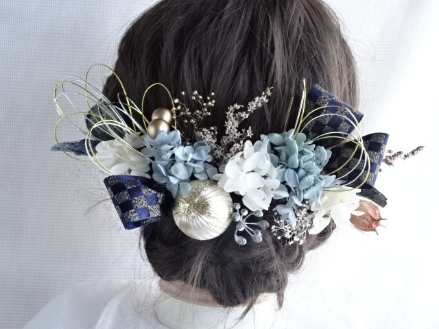 ドライフラワー　水引　和玉　和装髪飾り　成人式髪飾り　卒業式　結婚式　成人式前撮り　結婚式前撮り　色打掛　振袖　袴 6,383円