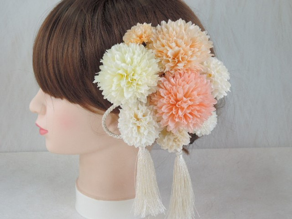 ふわふわお色の髪飾り ～和装の白無垢や色打掛のプレ花嫁様に～ ヘッド 