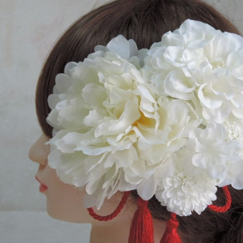牡丹　芍薬髪飾り　水引　くす玉ヘア 牡丹 芍薬髪飾り 水引 くす玉ヘア （芍薬 - ヘアアクセサリーの