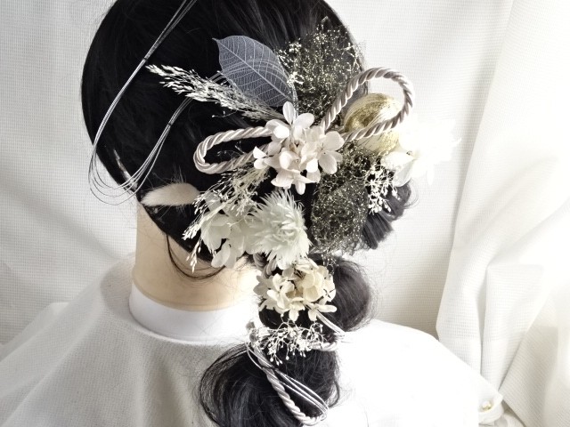 髪飾り 〈きゃらめる様〉ヘアアクセ 結婚式 プリザーブド ドライフラワー