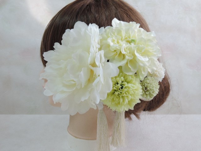 芍薬のお慶びの髪飾り　～若葉～