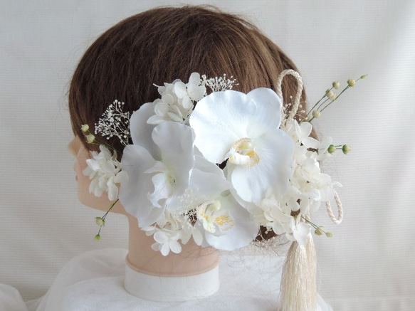 D3 胡蝶蘭と花簪の髪飾り ～白無垢の花嫁さまへ～ 結婚式髪飾り