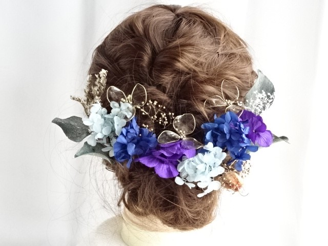 アメリカンフラワー×和装×ドライフラワーの髪飾り 　結婚式／卒業式／成人式