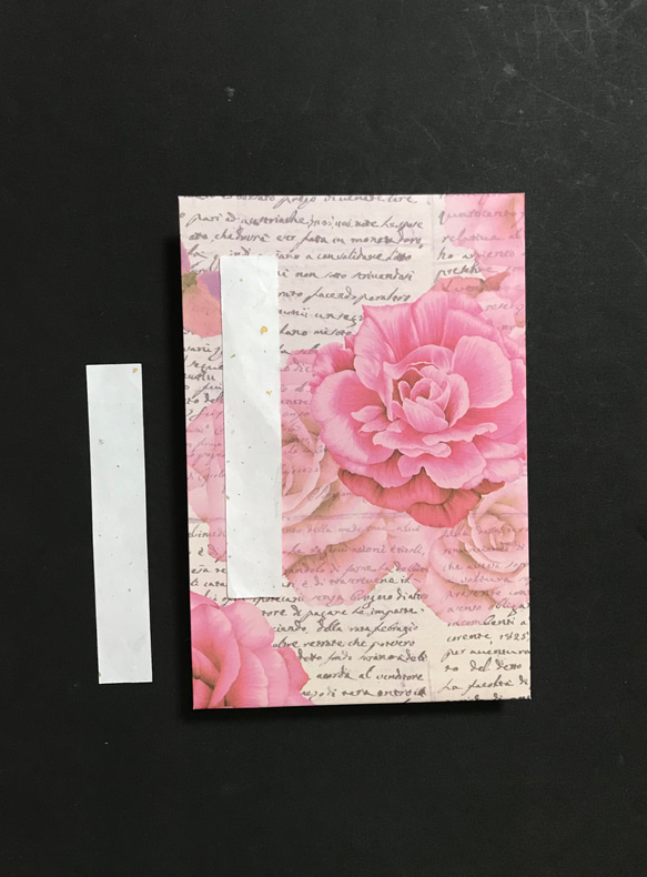 555. ピンクの薔薇の御朱印帳　プリントペーパー （イタリア製）使用　11山　46ページ 1枚目の画像