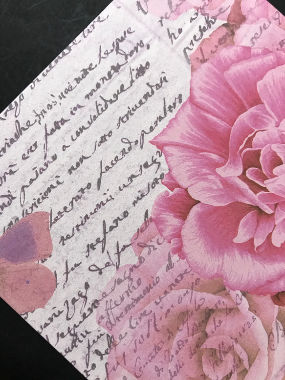 555. ピンクの薔薇の御朱印帳　プリントペーパー （イタリア製）使用　11山　46ページ 4枚目の画像