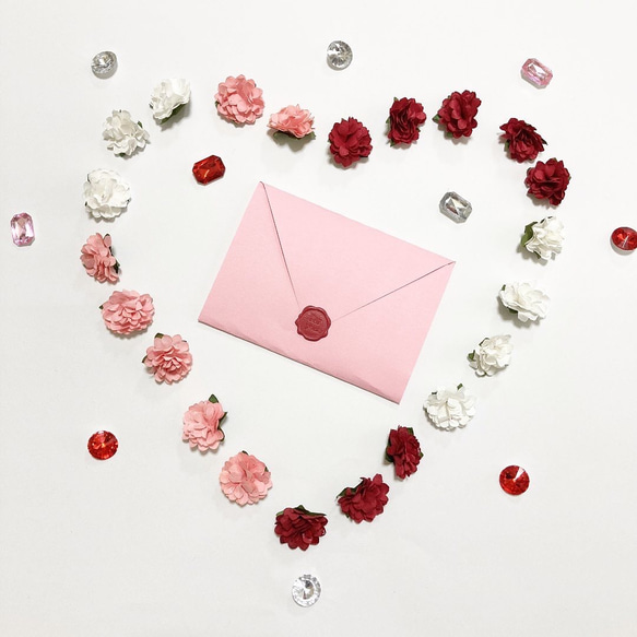 ✳︎組み立ていらず✳︎パーツつき　レター型　サプライズボックス　赤×ピンク×白 3枚目の画像