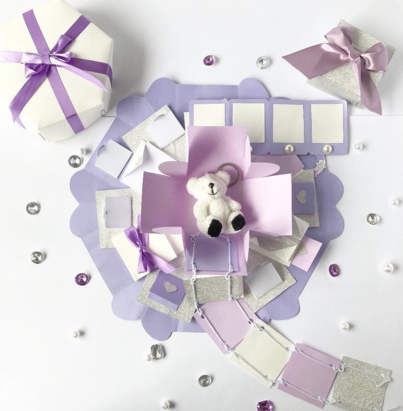 六角形サプライズボックス　✳︎紫×白×シルバー✳︎ 4枚目の画像