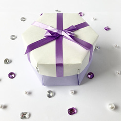 六角形サプライズボックス　✳︎紫×白×シルバー✳︎ 6枚目の画像
