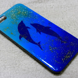 ＊人魚姫のたからもの＊iPhone5/5S用 スマホケース ドルフィン＊キラキラ レジン コーティング＊エアブラシ 2枚目の画像