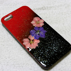 ＊清少納言の贈り物＊iPhone5/5S用 スマホケース 押し花 キラキラ レジン コーティング＊金粉 銀粉 入り＊ 3枚目の画像