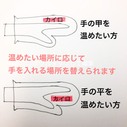 【カイロが入る！】指先の冷えにカイロin手袋 【ホワイト色・てんとう虫タグ】 4枚目の画像