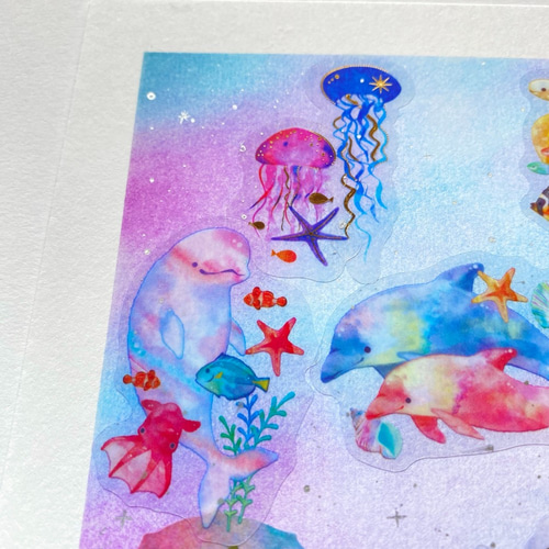海の生きものたち Ⅰ 』 パステルアート原画 絵画 【ぐりふぉれ】 のん