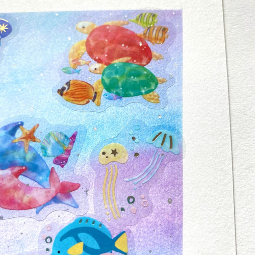 海の生きものたち Ⅰ 』 パステルアート原画 絵画 【ぐりふぉれ】 のん
