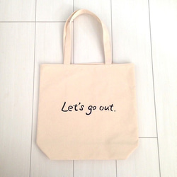 Let's go out ロングLサイズ ロゴトートバッグ 2枚目の画像