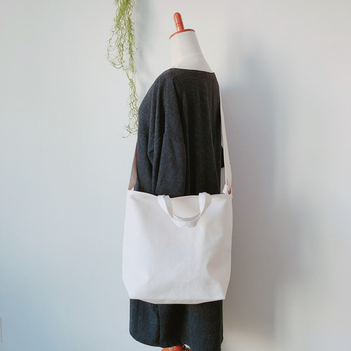 無地 ショルダーLサイズ シンプルトートバッグ エコバッグ 折りたたみ