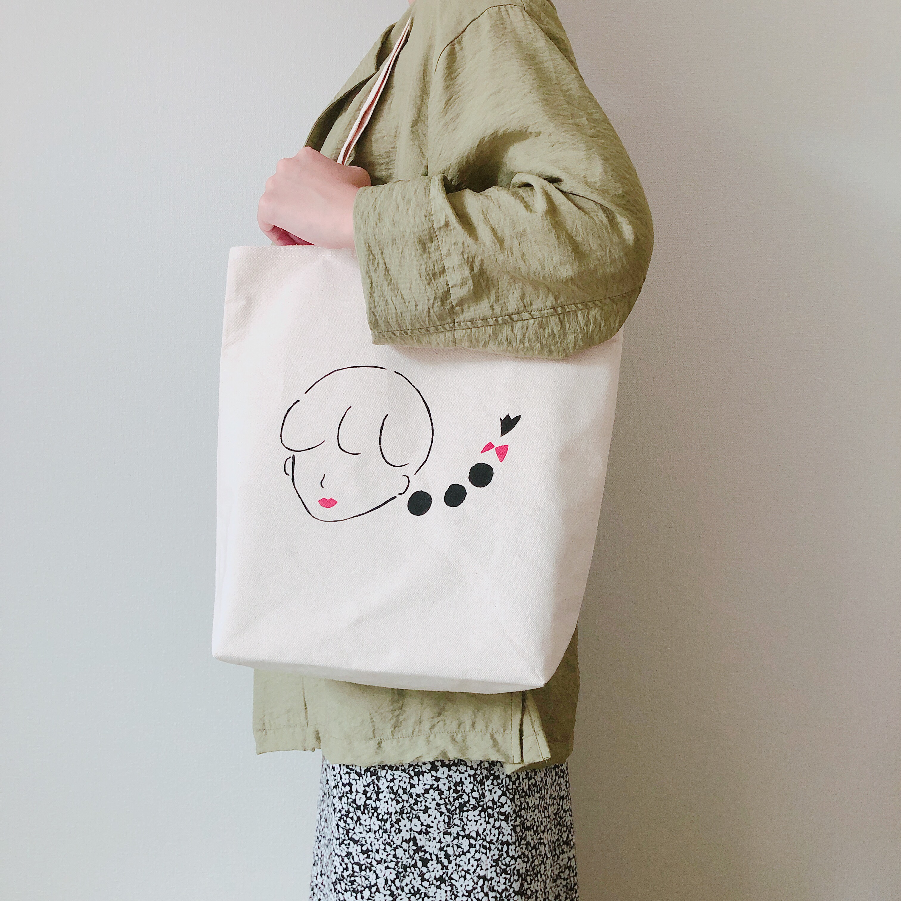 おさげちゃん ロングLサイズ ロゴトートバッグ エコバッグ