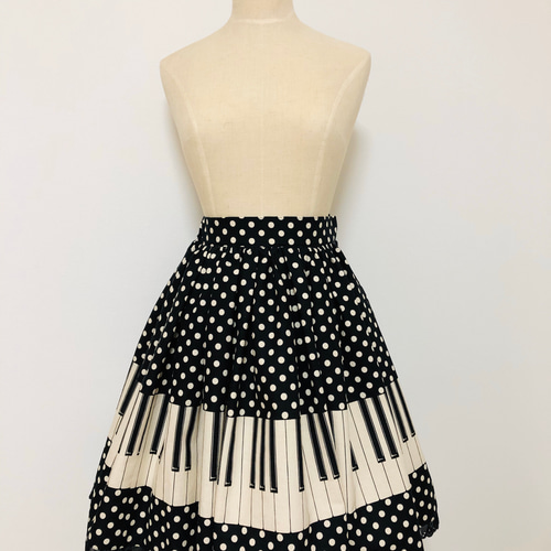 ピアノ柄 スカート ペチコート付 Mサイズ 送料無料 フレア