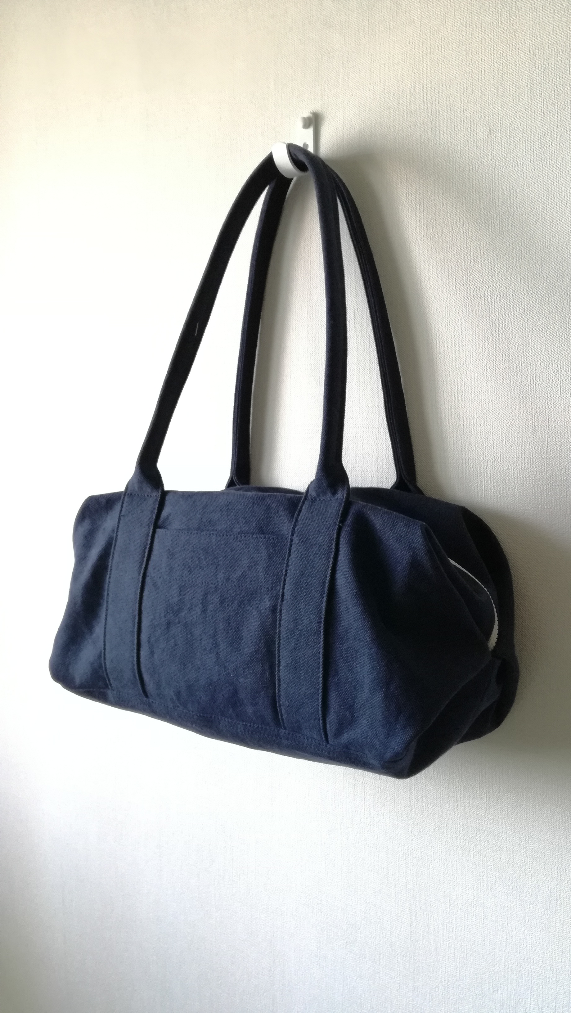 ☆ヴィンテージ加工帆布☆のキャラメルボストンバッグ【ネイビーM】