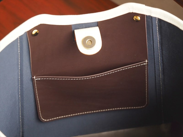 ポケットカスタムオーダーページ☆大人のための贅沢ミニトートバッグ専用本革吊り下げ式ポケット 2枚目の画像