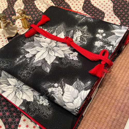 シルバーに輝くBLACK ポインセチア❣️京袋帯のみ 和ラボ帯屋 シルバーに輝くBLACK ポインセチア❣️京袋帯のみ 和ラボ帯屋