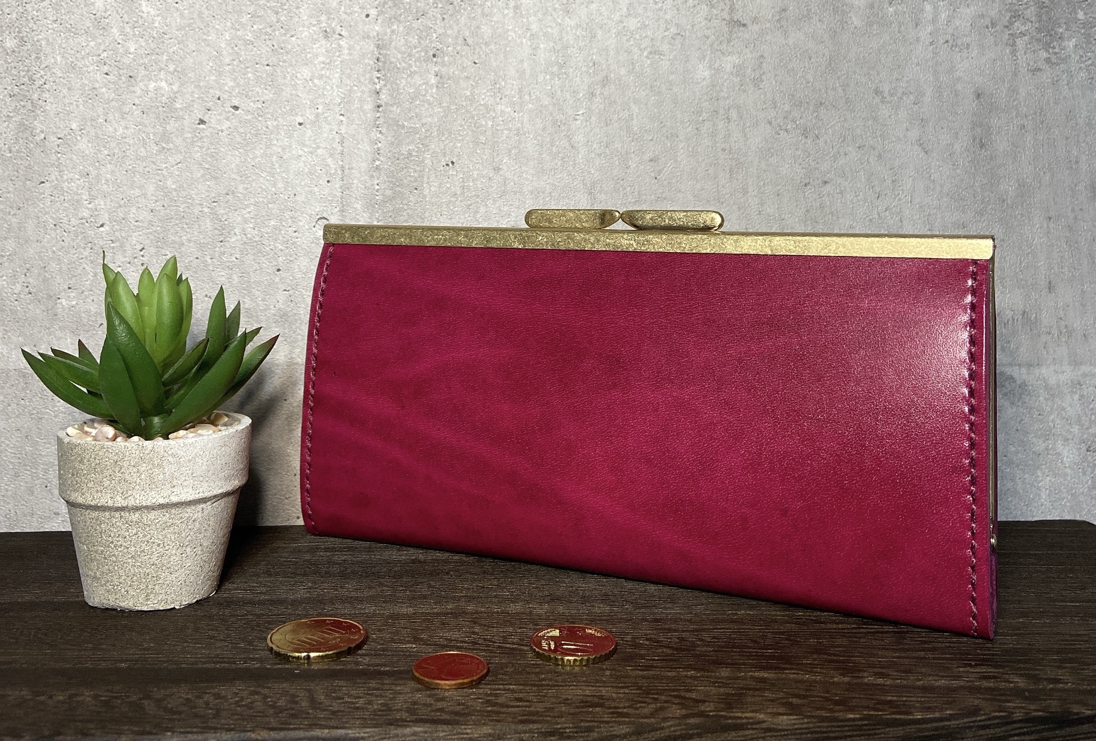 ［受注製作］ルガトショルダー がま口長財布 アザレアピンク