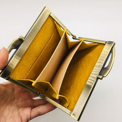 ルガトショルダー がま口ポケット財布 マスタード（横縞） 3枚目の画像