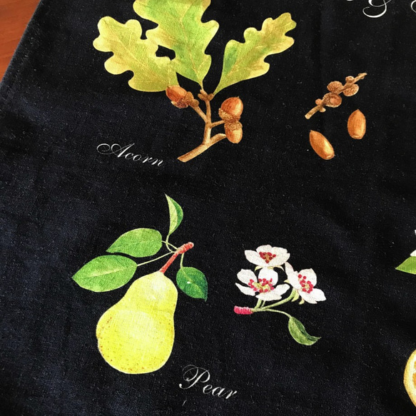 キッチンクロス 黒　Fruits & Flowers Kitchen cloth Black 5枚目の画像