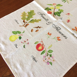 キッチンクロス フルーツ 水彩　Fruits & Flowers Kitchen cloth 3枚目の画像