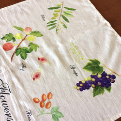 キッチンクロス フルーツ 水彩　Fruits & Flowers Kitchen cloth 4枚目の画像