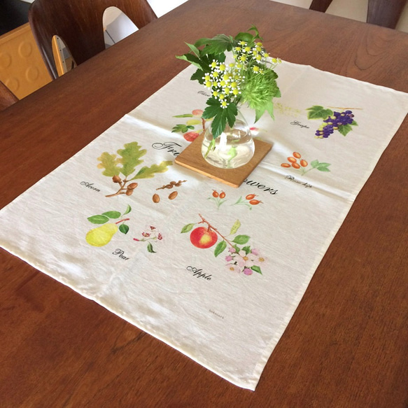 キッチンクロス フルーツ 水彩　Fruits & Flowers Kitchen cloth 5枚目の画像