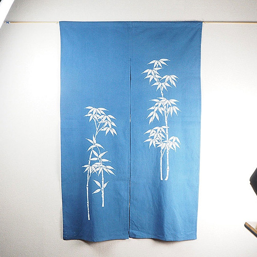木綿 手描きろうけつ染め 竹のれん タペストリー・壁掛け Batik Ran