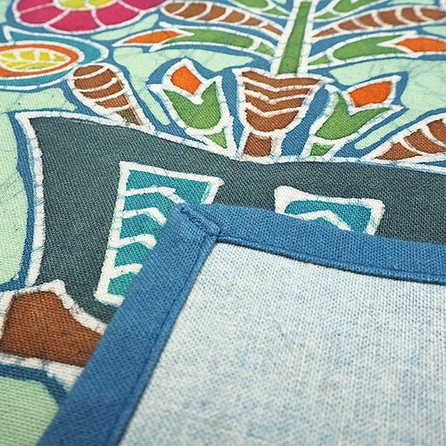 手描きろうけつ染め作品 テーブルセンター（花鉢図柄） その他アート