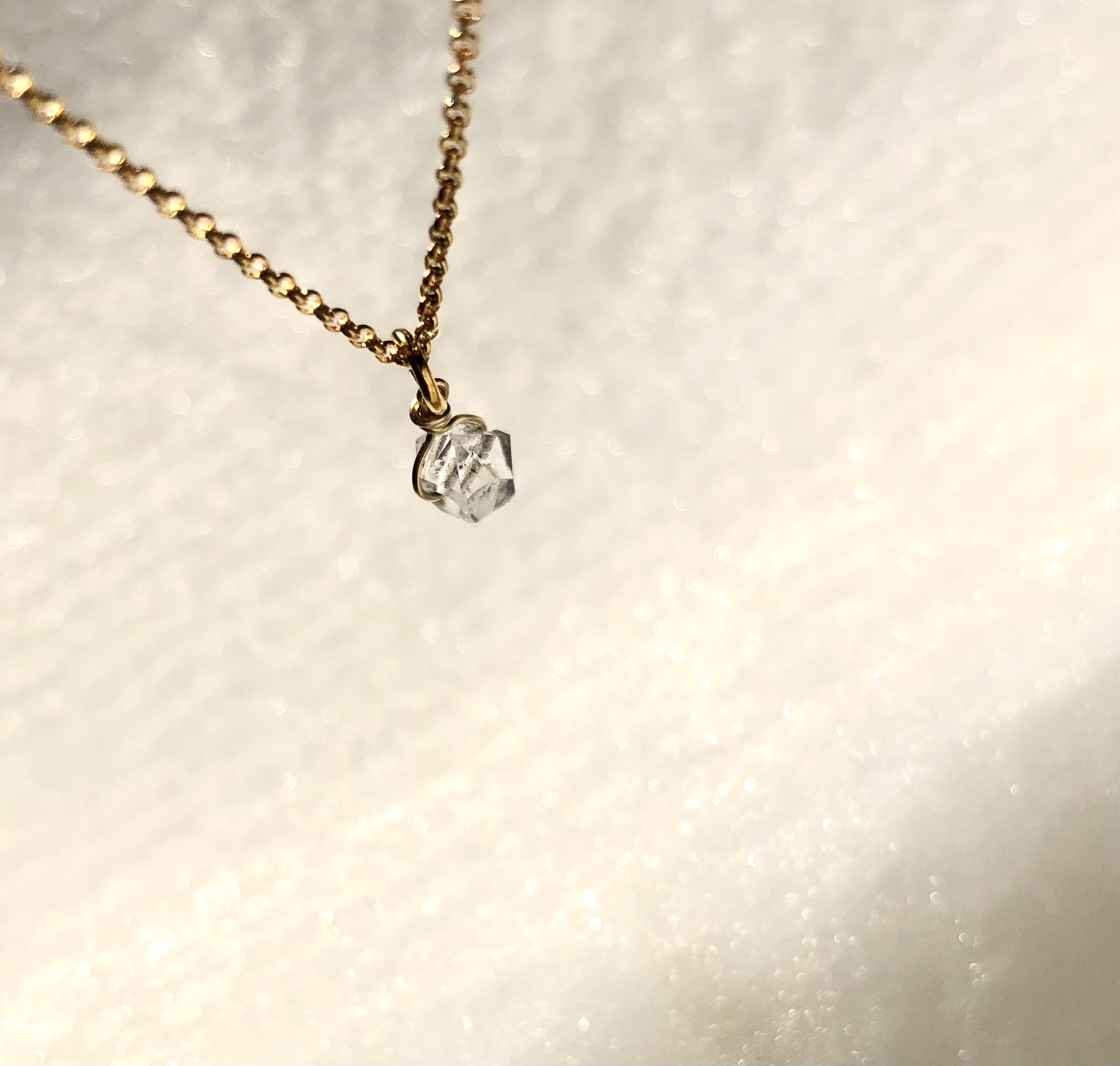 新品☆K18☆ネックレス☆ハーキマーダイヤモンド☆スキンジュエリー