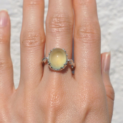 1点物＊ぶどうの花 天然石プレーナイト(プレナイト)リング 指輪