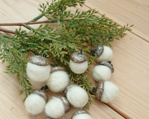 どんぐり帽子&羊毛フェルト クリスマス オーナメント その他インテリア