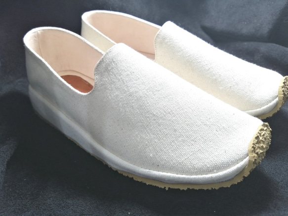 ◆ Petanko 鞋◆ 柔軟易穿◆ 帆布◆ 成人可愛◆ 22-28cm ◆ 白色◆ Kinari 帆布面料◆ 第5張的照片