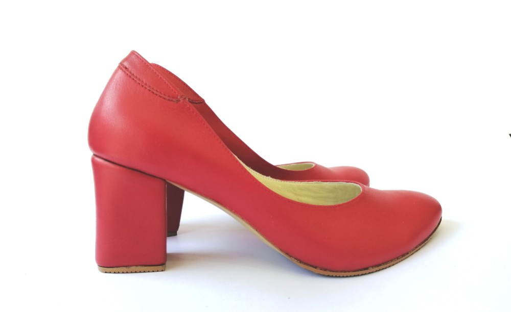 ★7cm★チャンキーヒール★カジュアル★フォーマル★外反母趾★足に馴染む本革★軽く履きやすい★大人可愛い革靴★レッド★