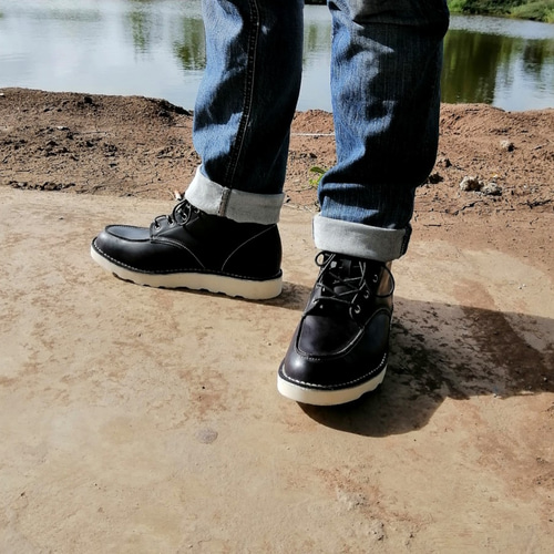 ✨極美品✨ブラックレザー ワークブーツ 44 27.5㎝　ジッパー付き ◇定番ワークブーツ/シンプル/6インチ/本革ブーツ/ブラック/23cm