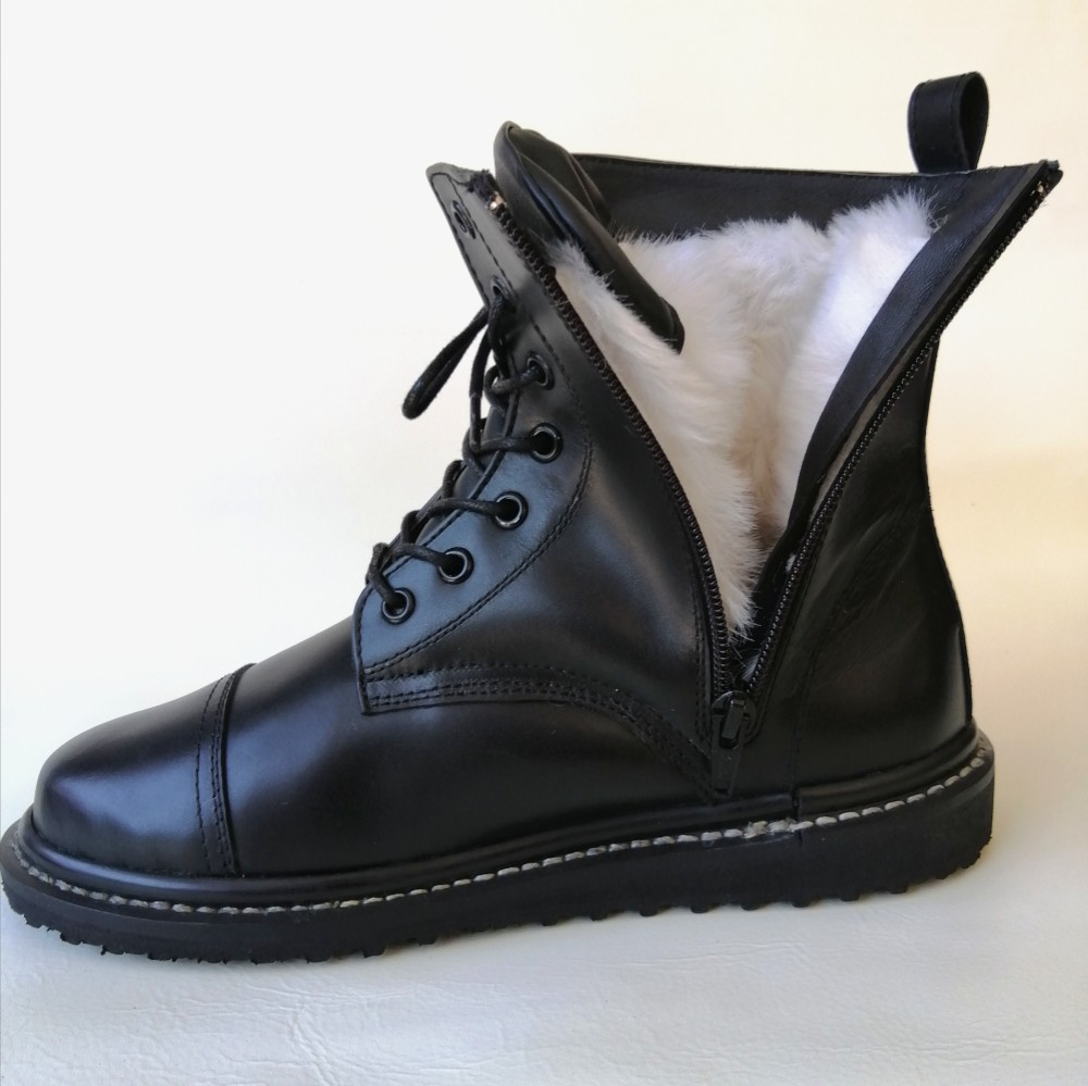 ◇本革◇ボア付き◇暖かく軽い◇冬用ブーツ◇保温性抜群◇防寒◇サイドジップ ◇2cm起毛ボア◇