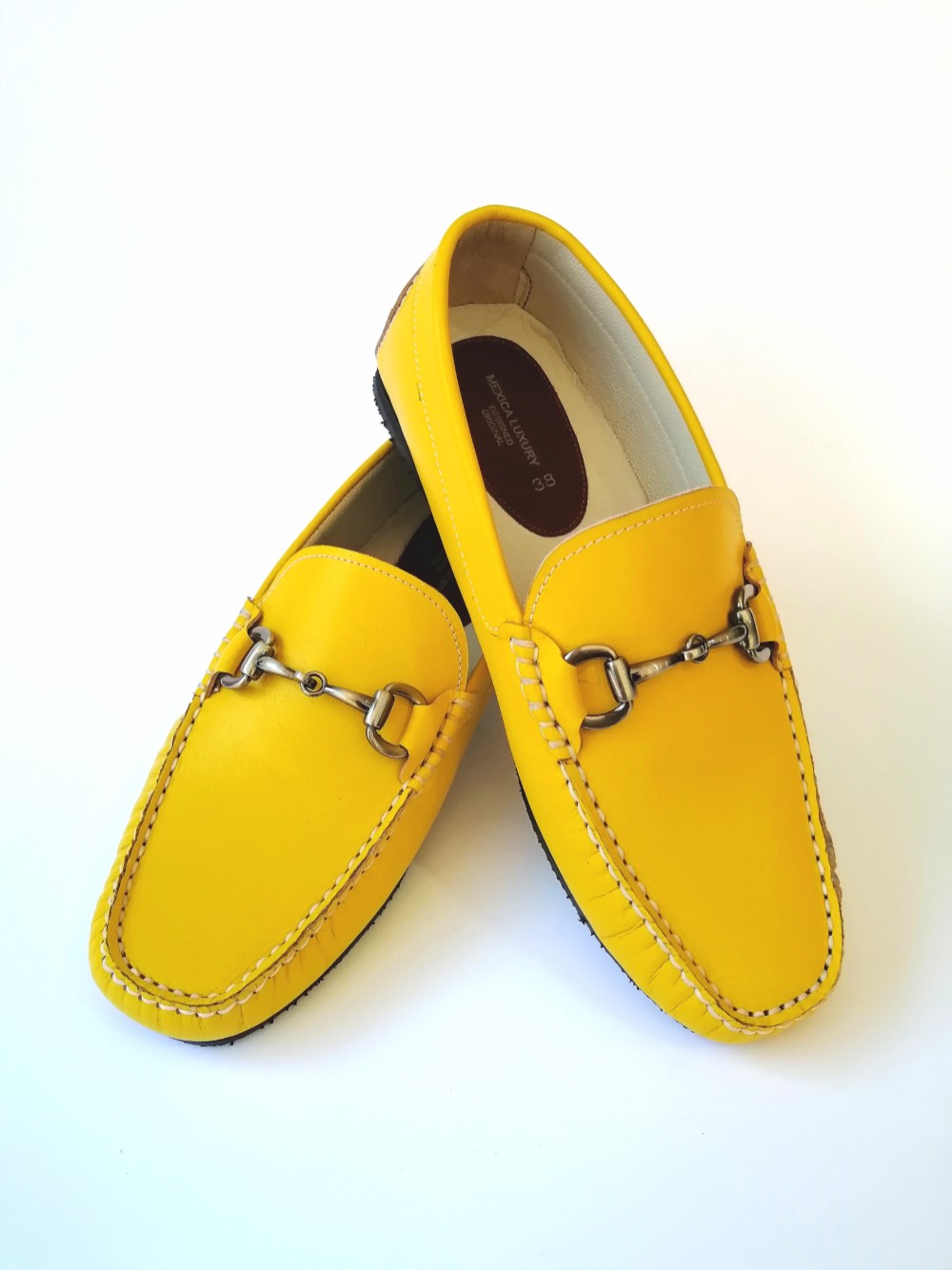 ★無料オーダーメイド★柔らかい革仕様★定番ローファー★レディース★メンズ★イエロー★外反母趾◆ビットローファー